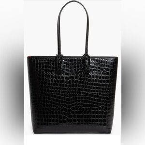 New Christian Louboutin Cabata Croc Embossed Leather Tote